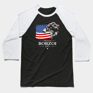 Borzoi Dad American Flag patriotic dog Baseball T-Shirt